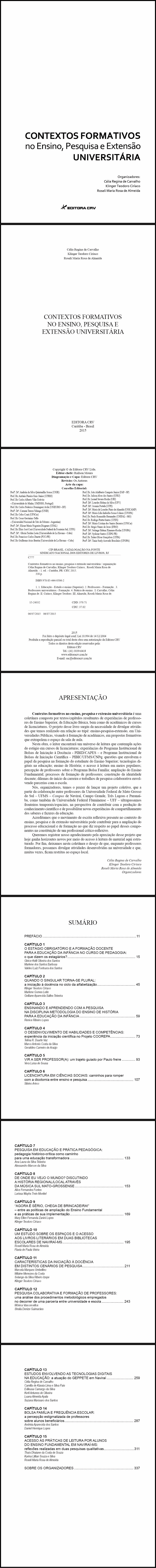 CONTEXTOS FORMATIVOS NO ENSINO, PESQUISA E EXTENSÃO UNIVERSITÁRIA